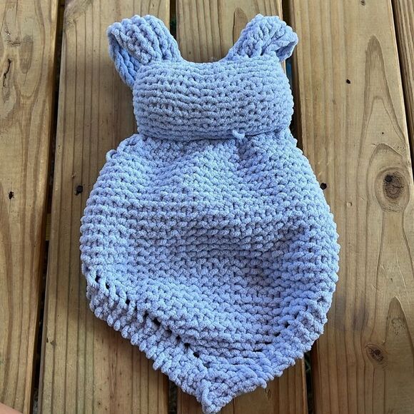 Handmade Carolina Blue Crocheted Bunny Rabbit Plush Stiffed Animal Lovey Baby - Picture 4 of 4